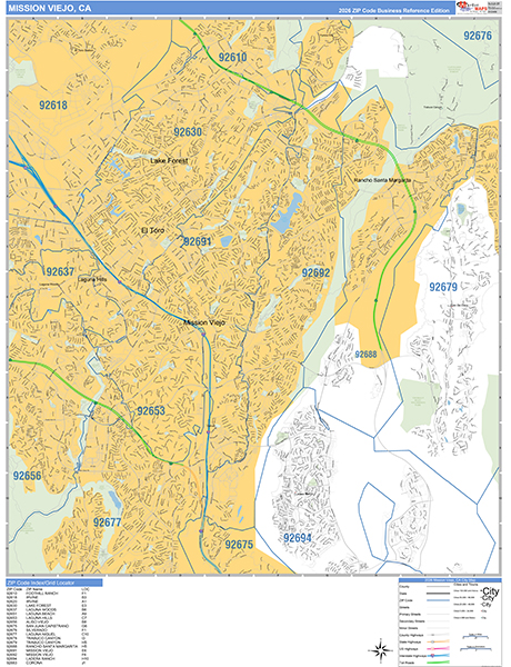 Mission Viejo Zip Code Wall Map